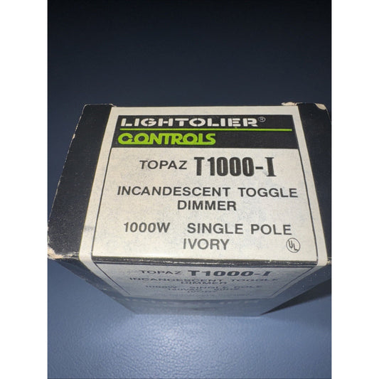 Lightolier Controls T1000-I incandescent toggle dimmer switch box single pole 1000W ivory color label