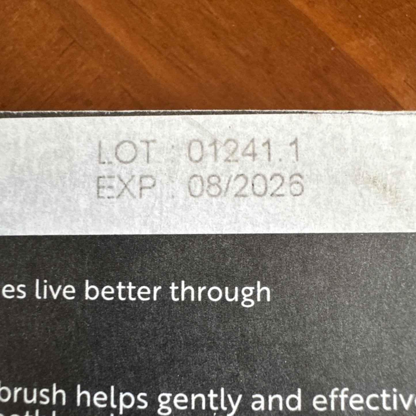Dr. Fresh Travel Kit packaging close-up showing lot number 01241.1 and expiration date 08/2026 text details