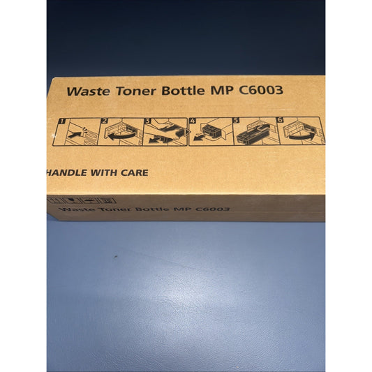 New Waste Toner Bottle MP C6003 model D860-01 in cardboard box with installation instructions printed on top
