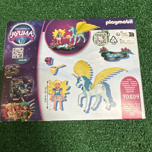 Playmobil 70809 Ayuma Crystal Fairy toy set with unicorn figure, wings, and magical accessories for imaginative play