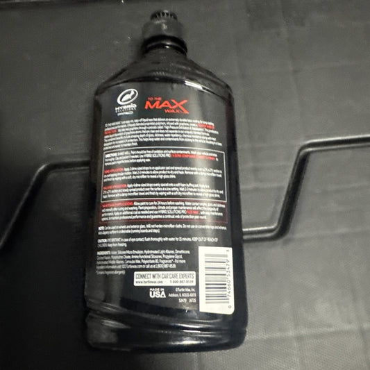 Back view of Turtle Wax Hybrid Solutions Pro To The Max Wax bottle with product details and barcode shown