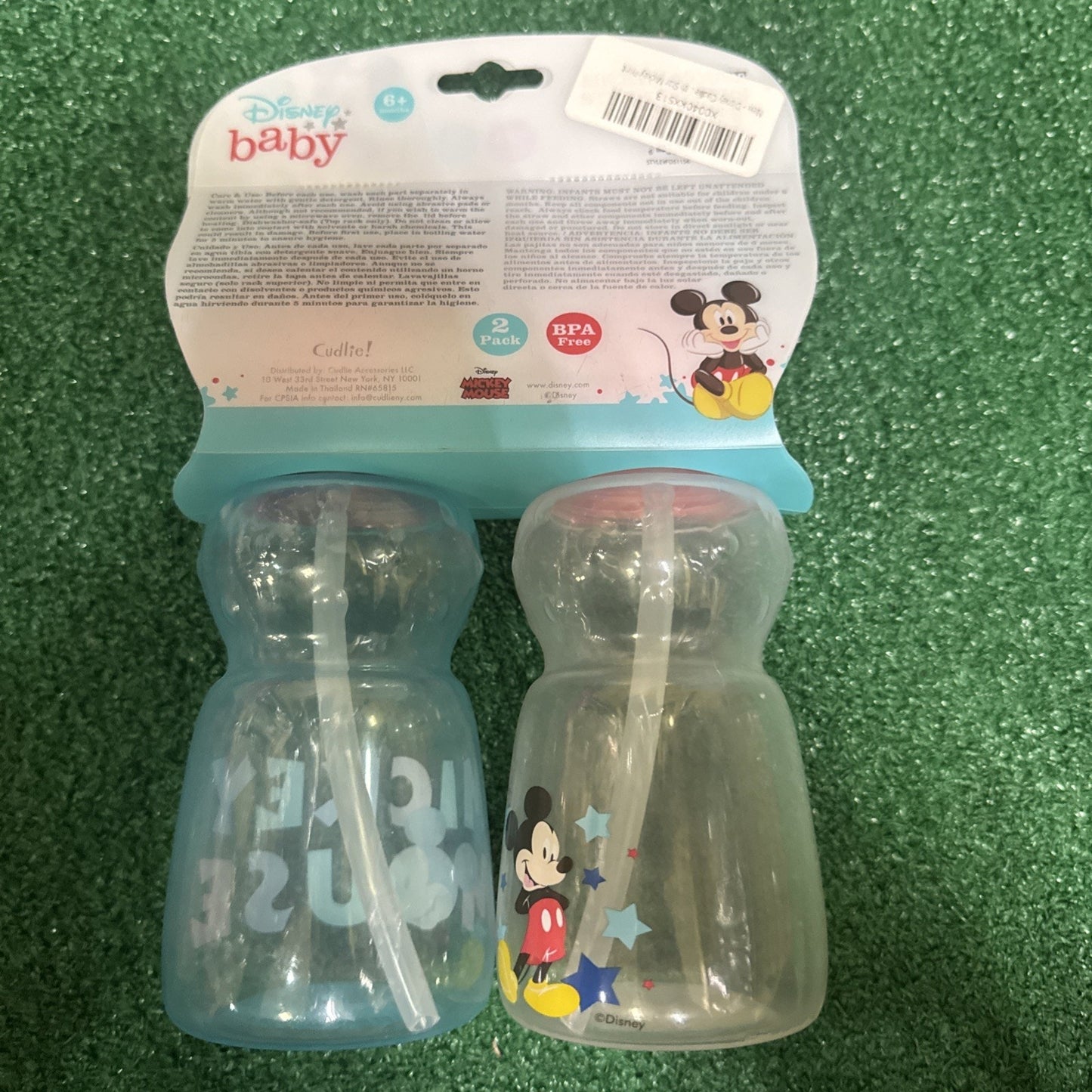 Disney Baby Mickey Mouse 10 oz sippy cup 2 pack with straw featuring classic Mickey and star designs