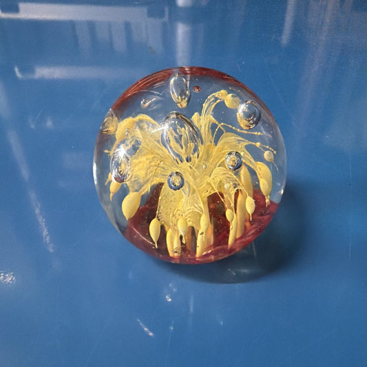 Vtg Art Glass oval paper weight