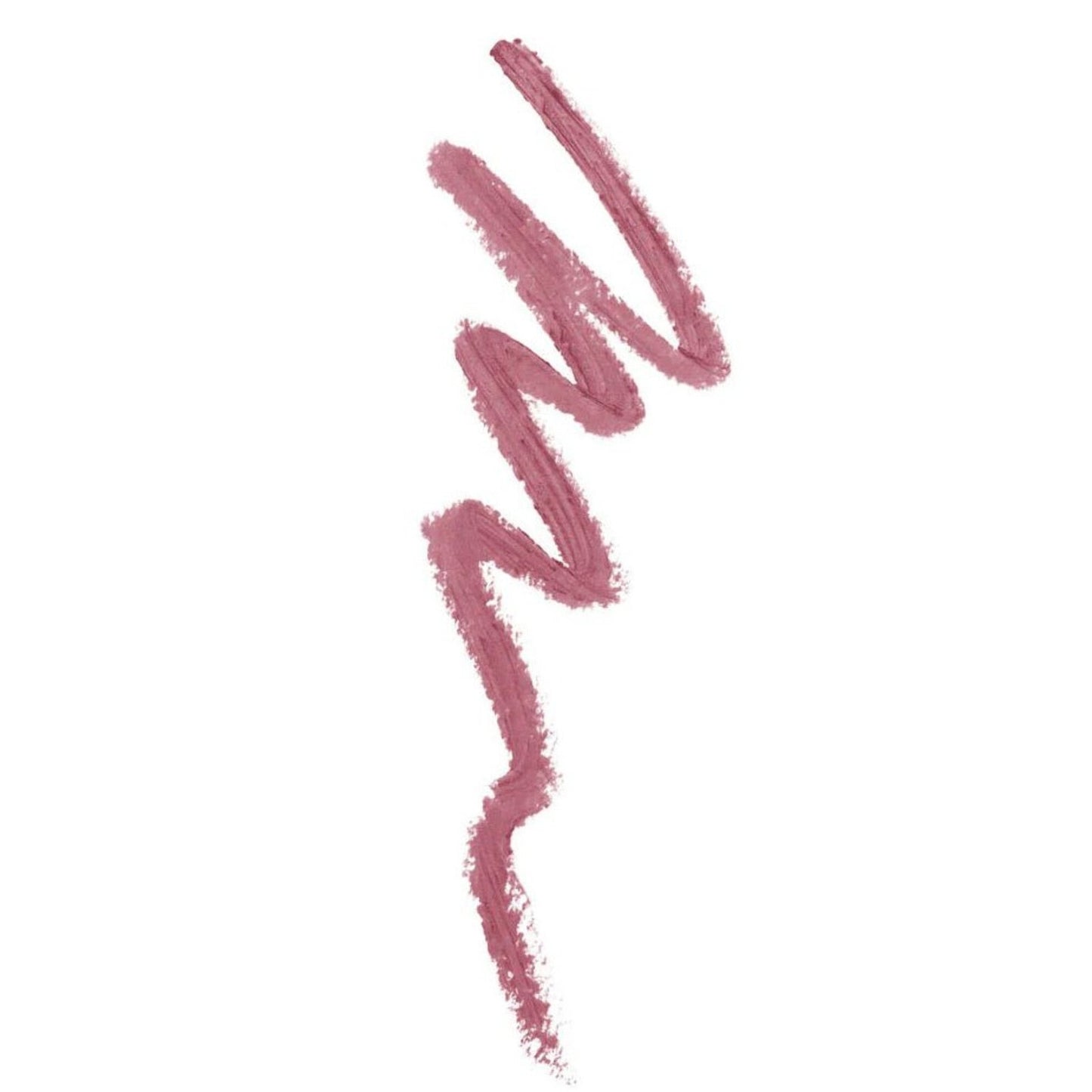 Zigzag swatch of dusty mauve lip liner showing creamy texture and rich pigment on a white background.