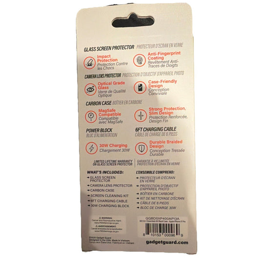 Gadget Guard 5-in-1 Essentials Kit 2025 for iPhone 17 Pro including screen protector and 30W charger block