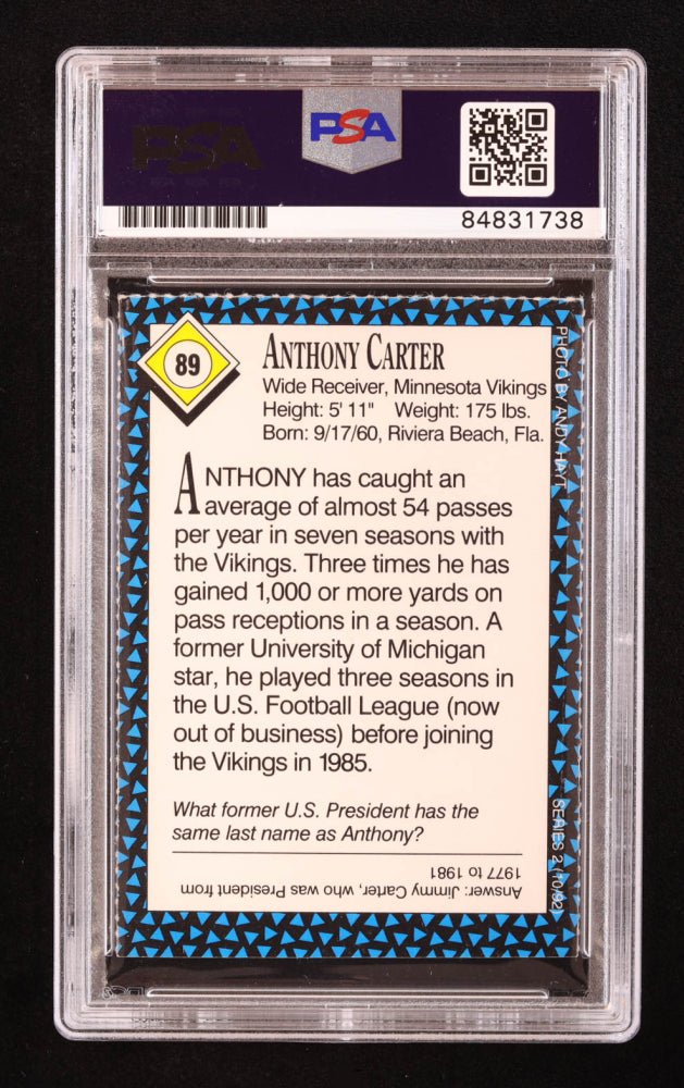 Anthony Carter Signed 1992 Sports Illustrated for Kids II #89 FB (PSA) (view 2)
