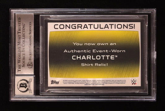 Charlotte Flair Signed 2015 Topps WWE Road to WrestleMania Swatch Relics #NNO (BGS | Auto 10) - Price Is Right Miami