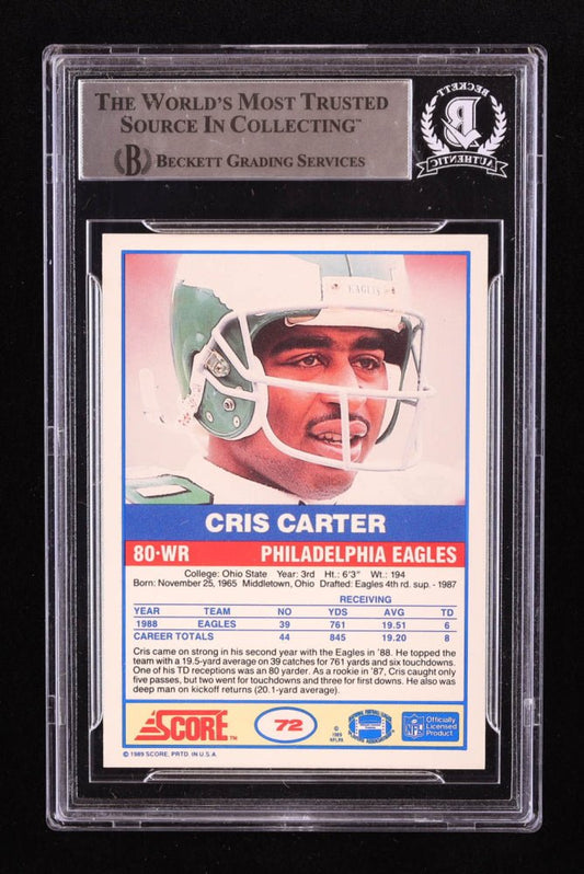 Cris Carter Signed 1989 Score #72 RC (BGS) - Price Is Right Miami