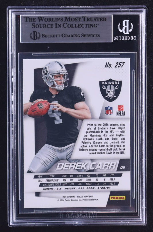 Derek Carr Signed 2014 Panini Prizm #257A RC (BGS) Rookie Card - Price Is Right Miami