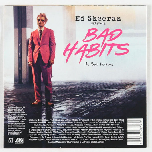 Ed Sheeran Signed "Bad Habits" CD Album With Disc (JSA) - Price Is Right Miami