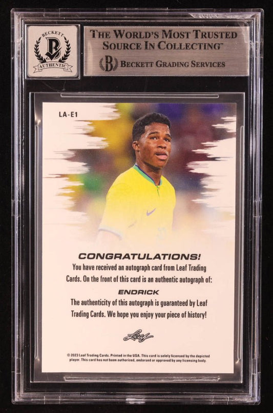 Endrick 2023 Leaf Exclusive Autograph #LAE1 (BGS Authentic | Auto 10) Beckett Witnessed - Price Is Right Miami