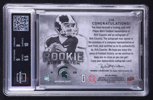 Kirk Cousins Signed 2012 SP Authentic #258 Jersey Autograph #071/885 RC (Arena Club 8.5) Autograph Graded 10 | Rookie Card | Serially Numbered #071 / 885 - Price Is Right Miami