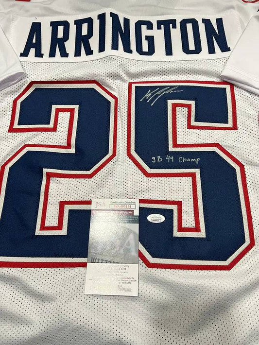 Kyle Arrington New England Patriots Autographed & Inscribed Custom Football Jersey JSA W coa - Price Is Right Miami