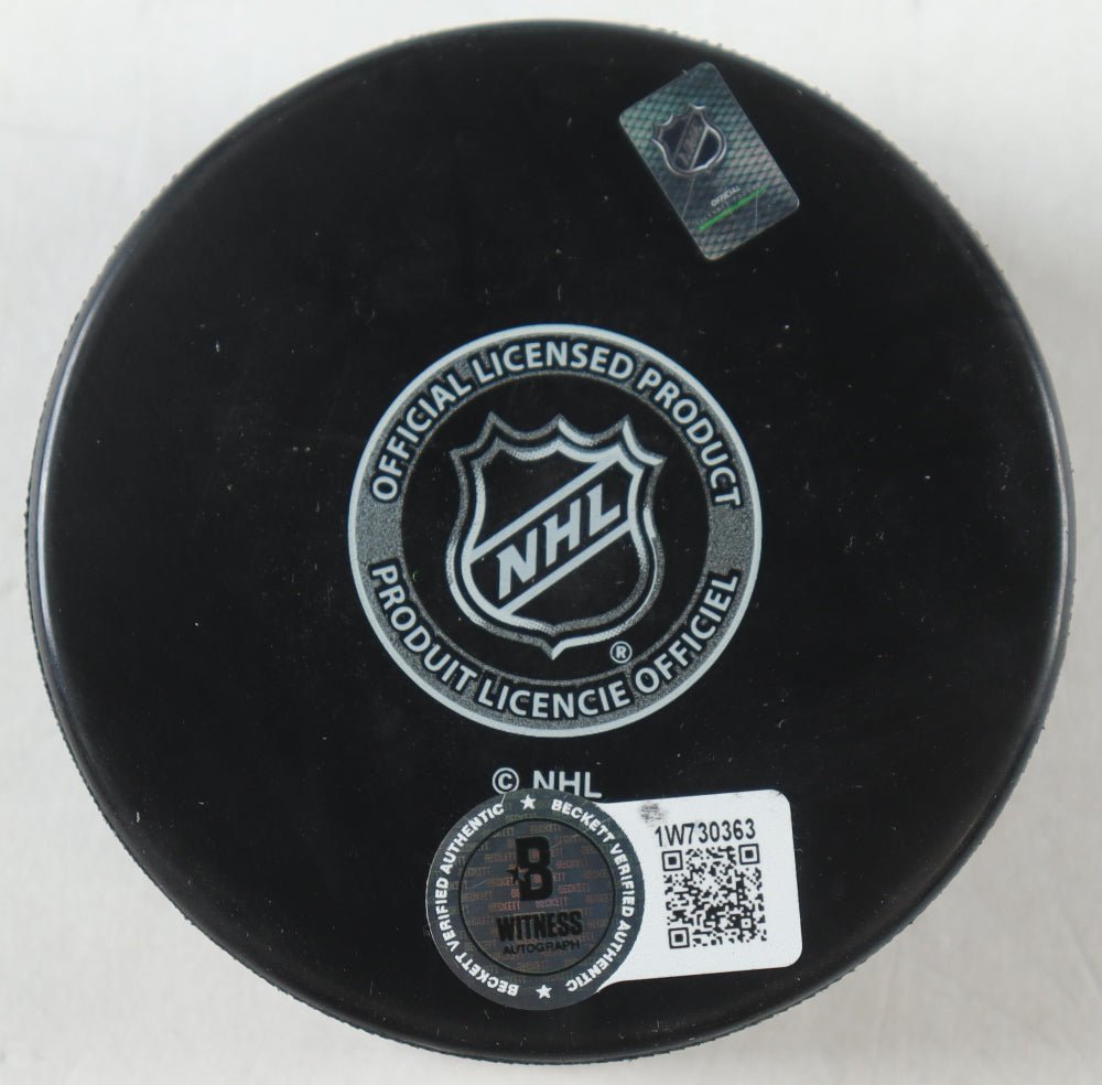 Miro Heiskanen Signed Stars Logo Hockey Puck (Beckett) (view 2)