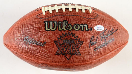 "Pro Football Greats" Super Bowl XXIX Logo Football With Acrylic Display Case Signed By (8) With Lynn Swann, Dan Reeves, Joe Greene, Daryl Johnston (PSA) - Price Is Right Miami