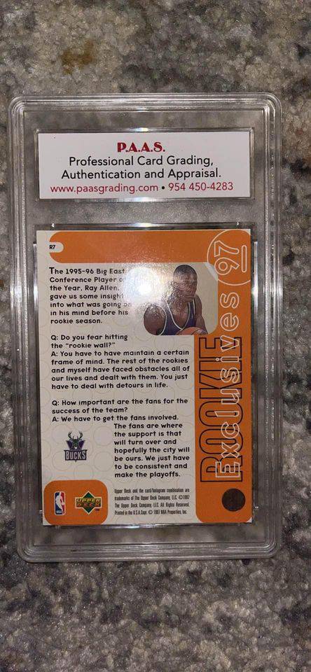 Ray Allen 1996-97 Upper Deck Rookie NBA Basketball Card PAAS Graded (view 2)