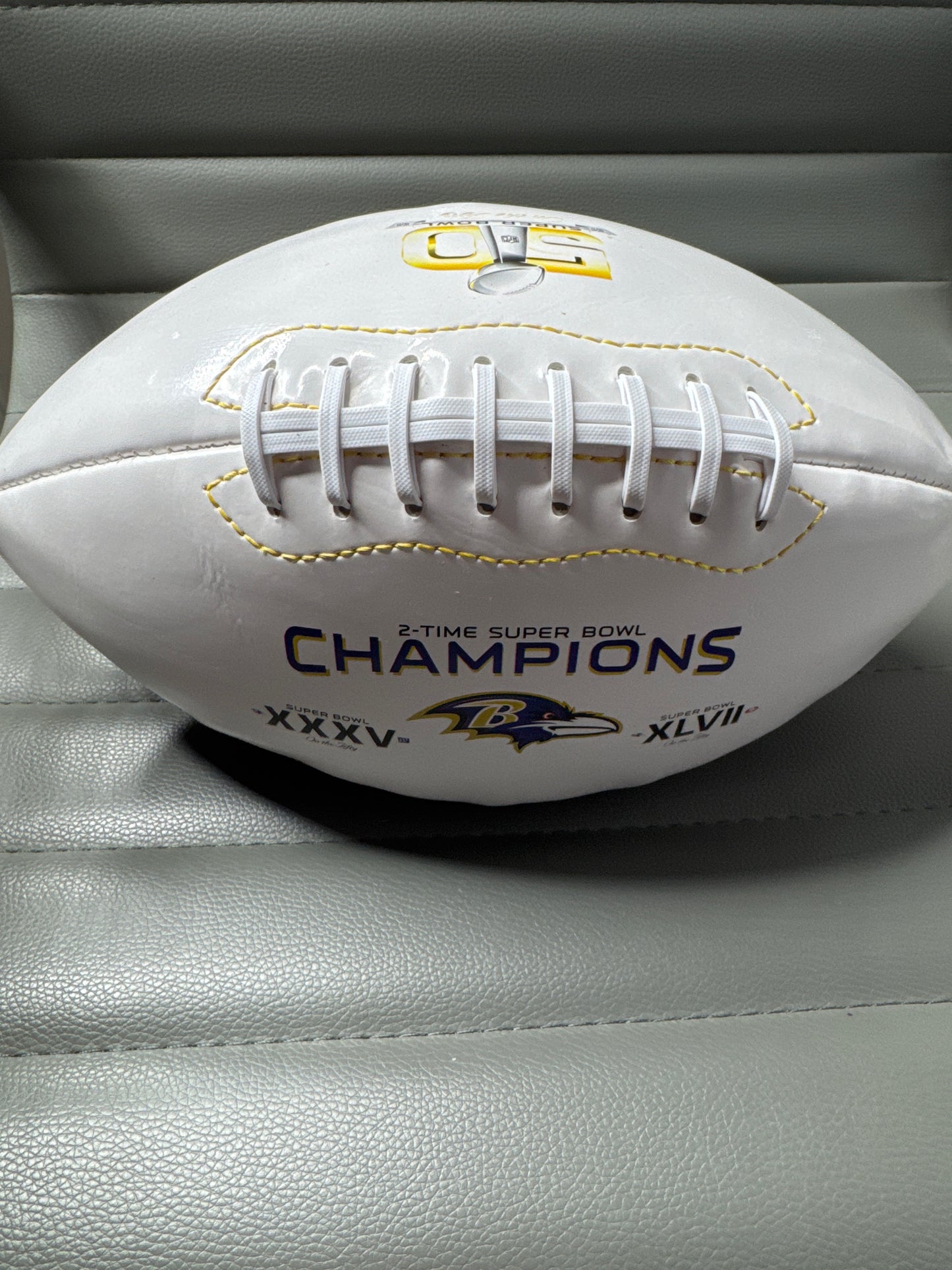 Ray Lewis Signed Team Logo Football (COA), Autographed Ball (view 3)