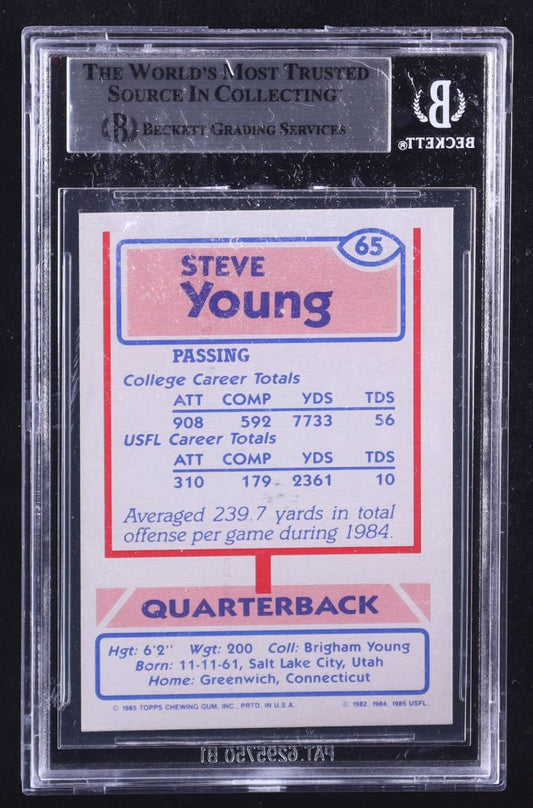 Steve Young Signed 1985 Topps USFL #65 RC (BGS) Rookie Card - Price Is Right Miami