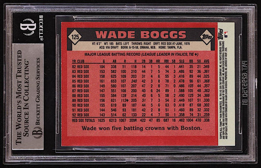 Wade Boggs Boston Red Sox, HOF Signed 2005 Topps All-Time Fan Favorites #125 (BGS) Beckett - Price Is Right Miami