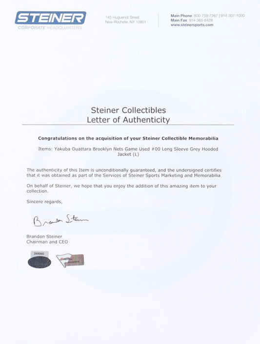 Yakuba Ouattara Game-Used Nets Warm-Up Jacket (Steiner & Fanatics) - Price Is Right Miami