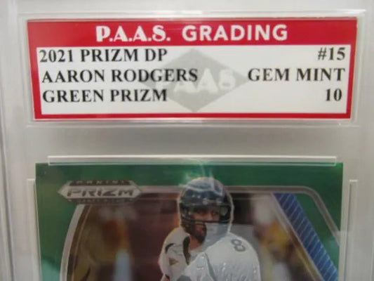 Aaron Rodgers Packers 2021 Prizm Draft Picks Green Prizm #15 graded PAAS Gem Mint 10 - Price Is Right Miami