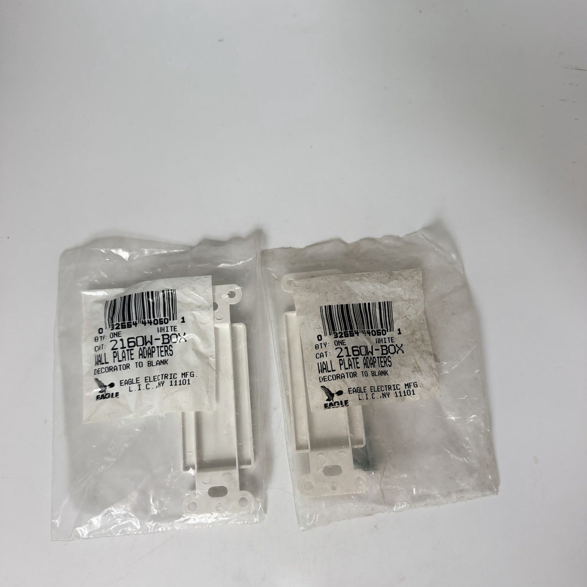 Lot of 2 Eagle Electric 2160W-BOX White Wall Plate Adapters Decorator to Blank