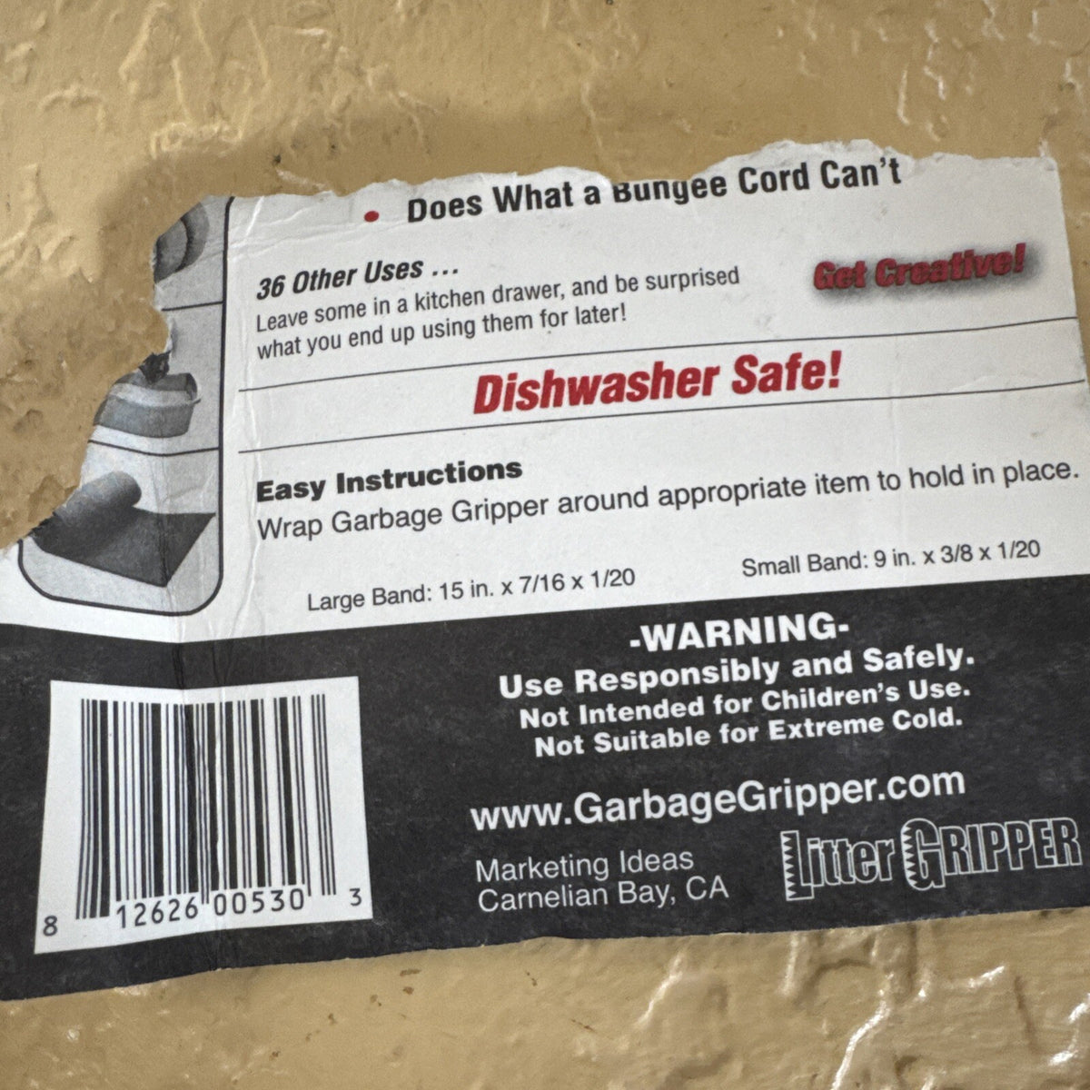 Garbage Gripper Trash Can Liner Bands, Pack of 2, White