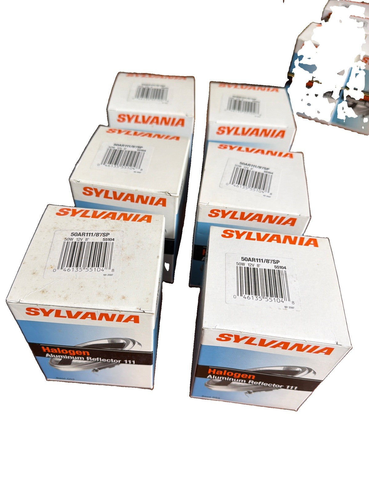 Lot of 6 Sylvania 50AR111/8/SP 50W 12V G53 Halogen AR111 8 Degree Spot Bulbs 55104 - New Old Stock