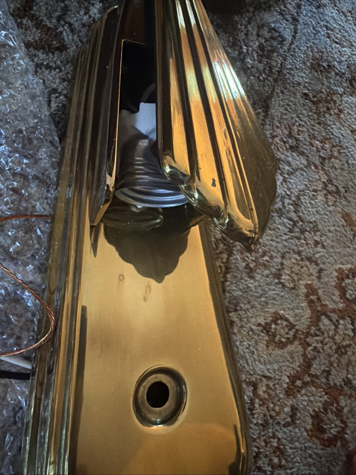 Vintage Solid Brass Shell Fan Wall Sconce Light Made in Korea - For Parts