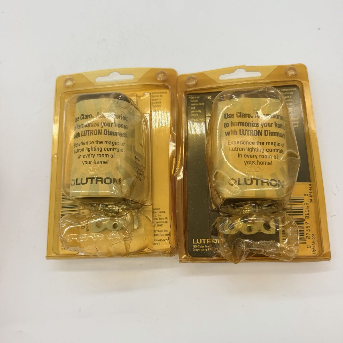 Lot of 2 Lutron Claro CA-1PSH-LA 15A Single Pole Rocker Light Switches Light Almond