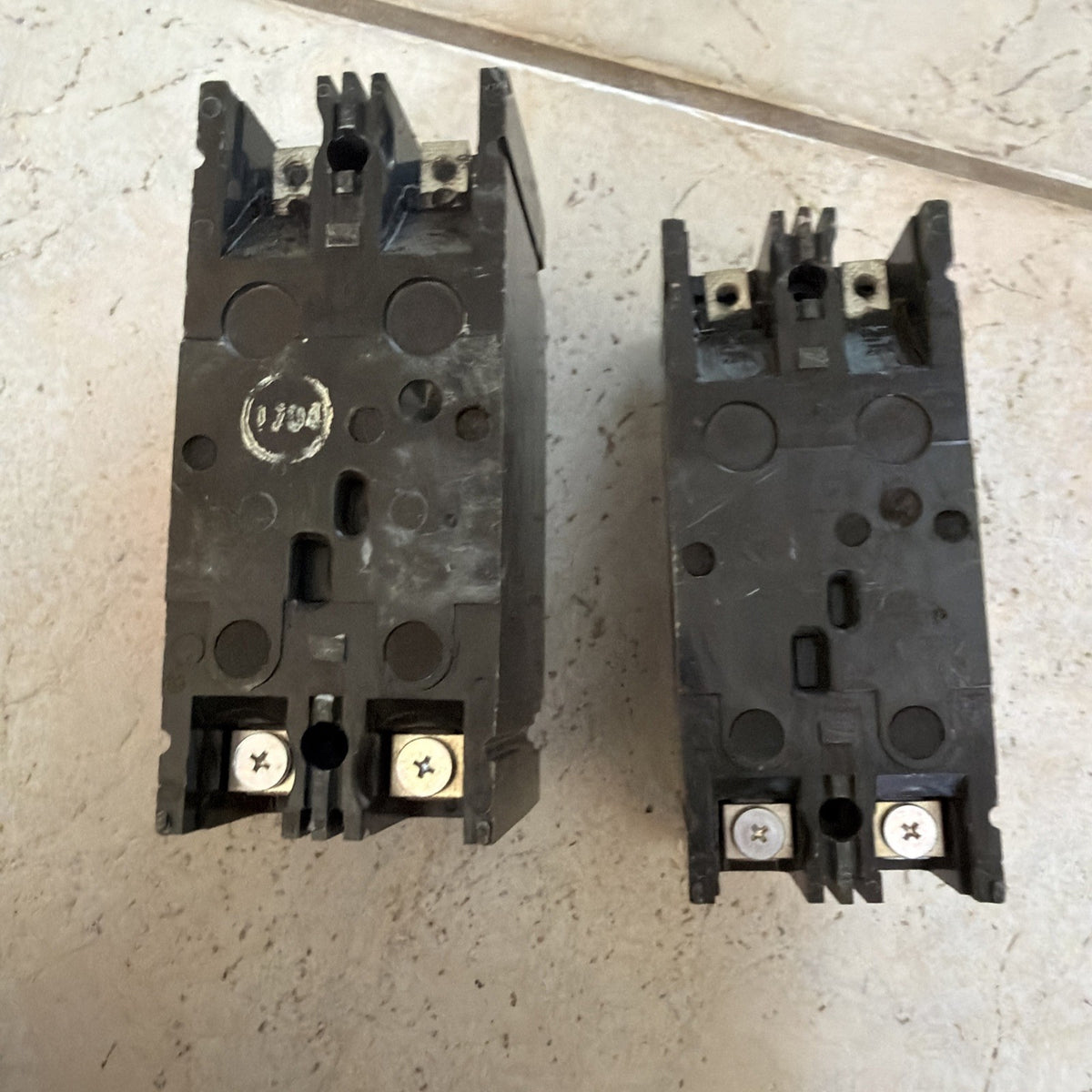 Lot of 2 GE TEB122050 TEB122060 50A 60A 2-Pole Industrial Circuit Breakers - New Old Stock