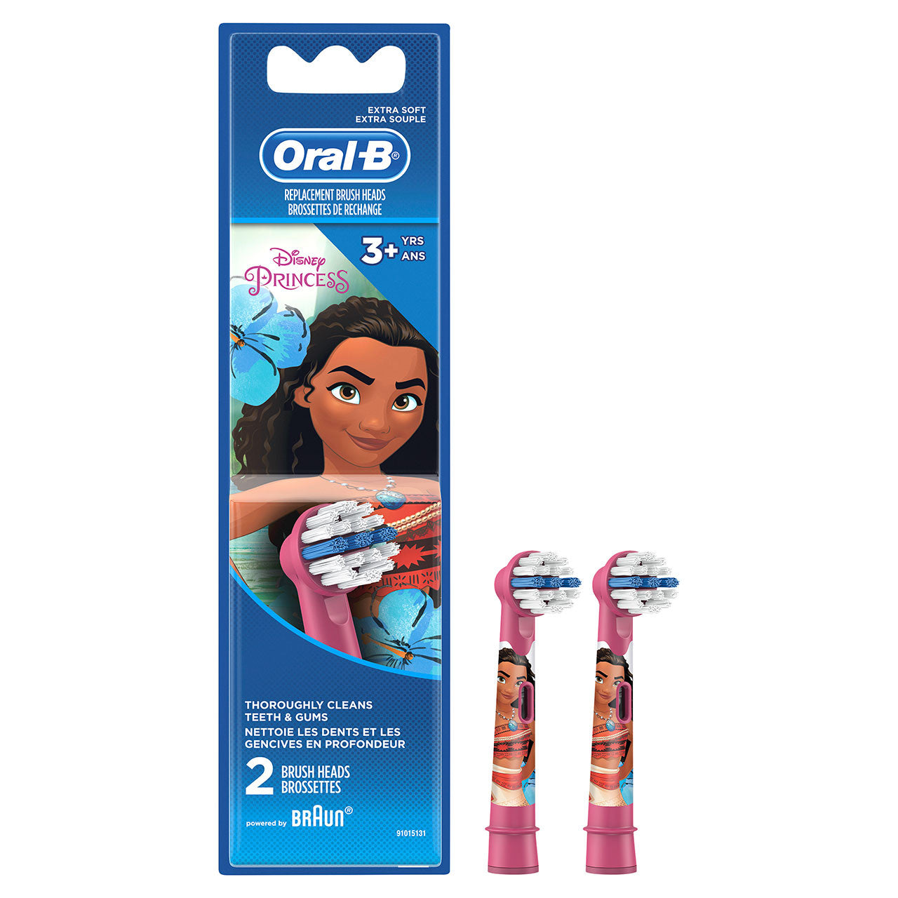 Oral-B Kids Disney Moana extra soft replacement brush heads 2-pack, case of 6