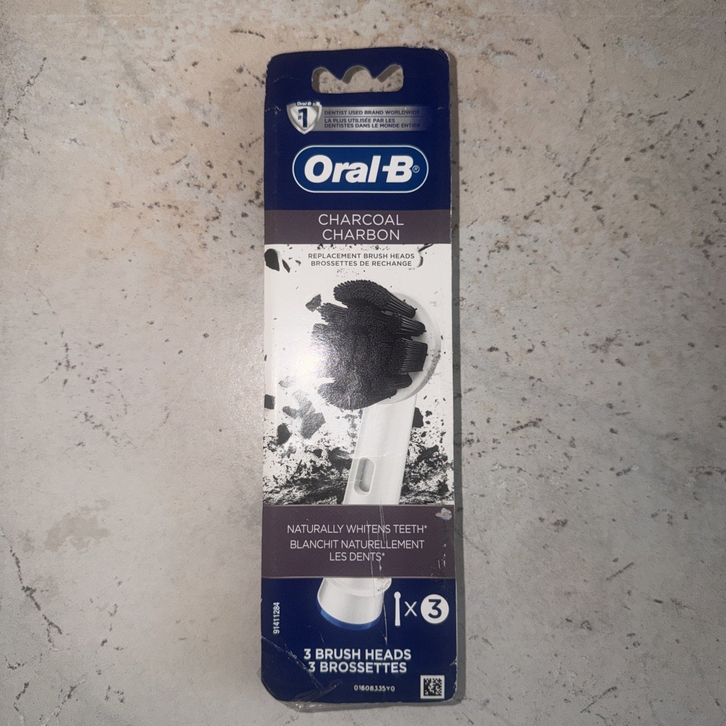 Oral-B Charcoal Infused Replacement Tooth Brush 3 Heads Whitening GENUINE NEW