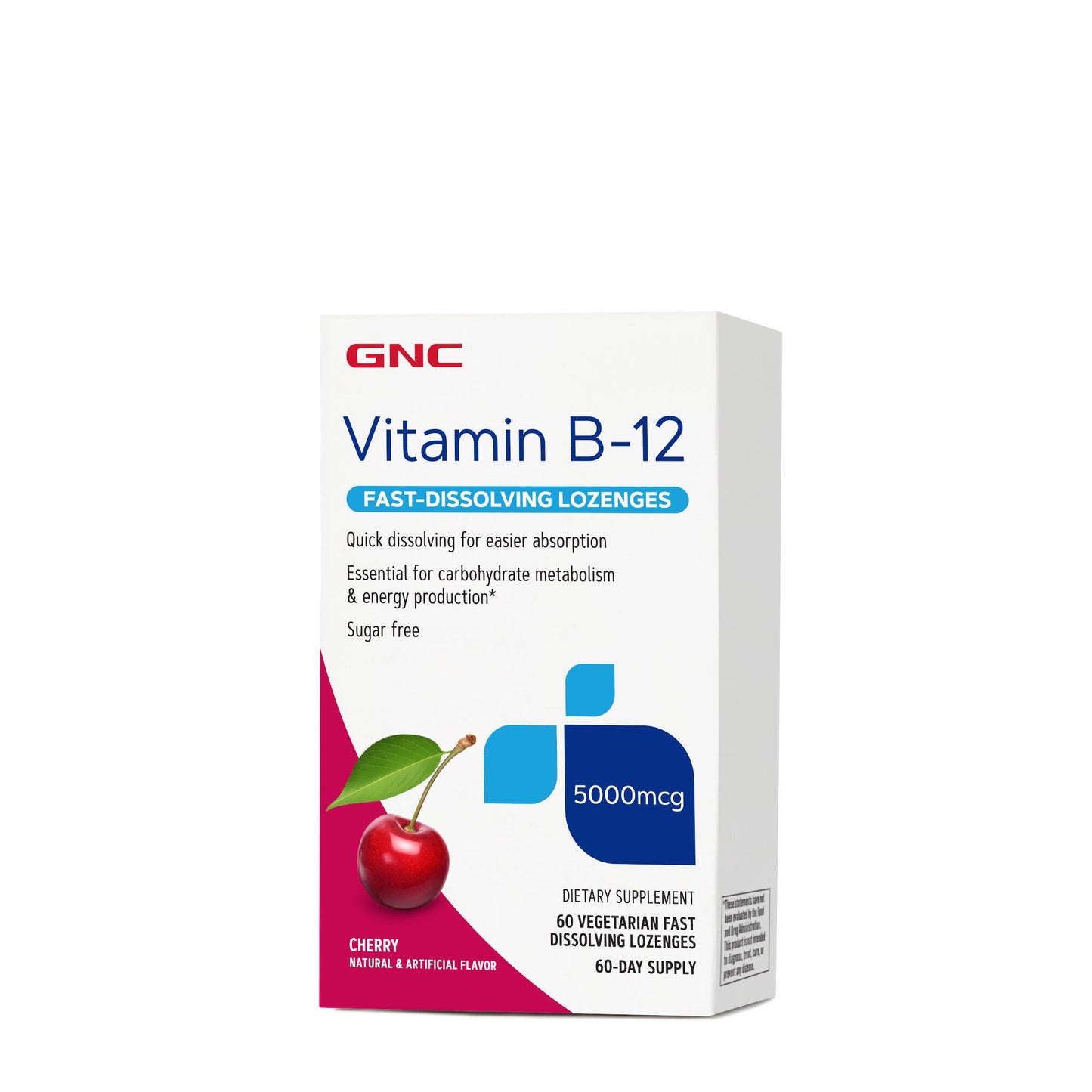 GNC Vitamin B-12 5000 mcg Lozenges, Cherry, 60 Count