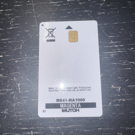 Mutoh Ink Smart Chip Card MS41 Magenta for printer maintenance with gold chip and product details on white card
