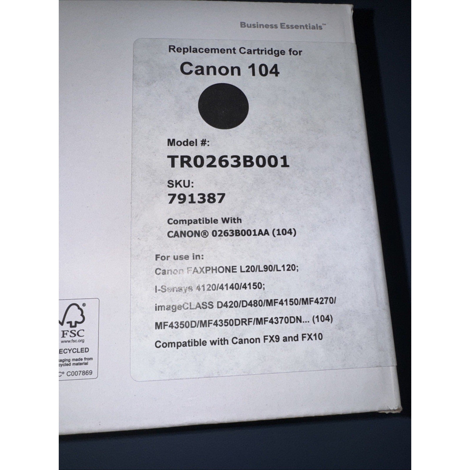 Tru Red Black Toner Cartridge Canon 104 (0263B001AA ) 791387