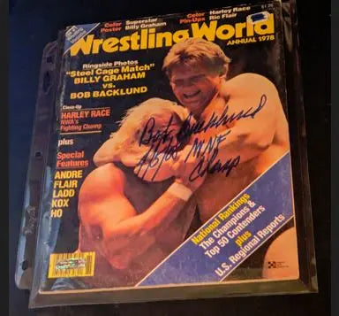 BOB BACKLUND WWE AUTOGRAPHED MAGAZINE WITH COA