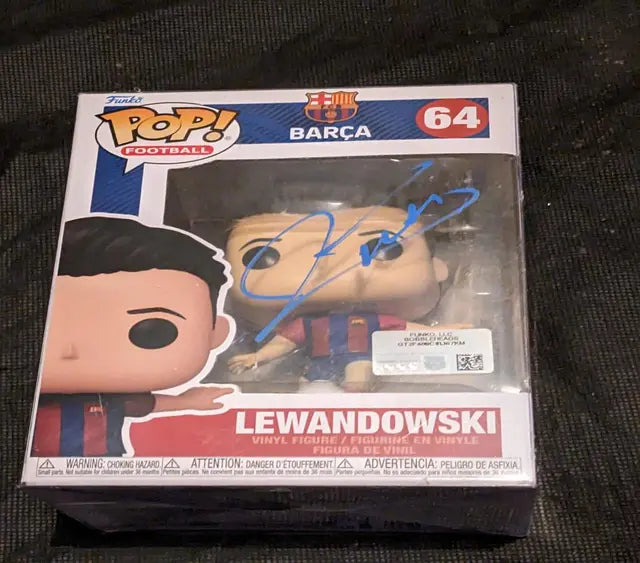 Robert Lewandowski Barcelona autographed soccer funko pop figure with coa