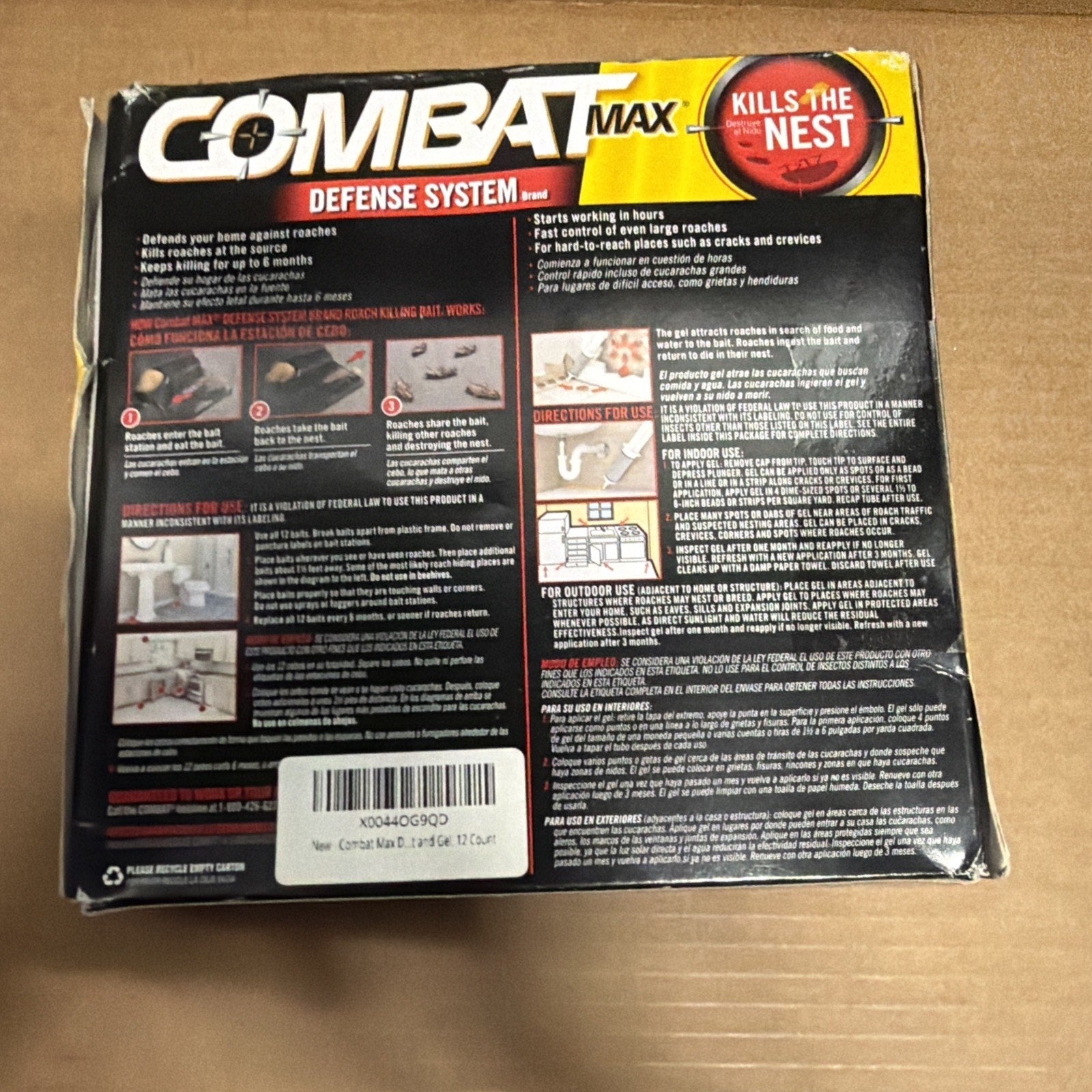 COMBAT MAX Defense System Roach Killing Gel & Bait 1 Syringe and 12 Stations