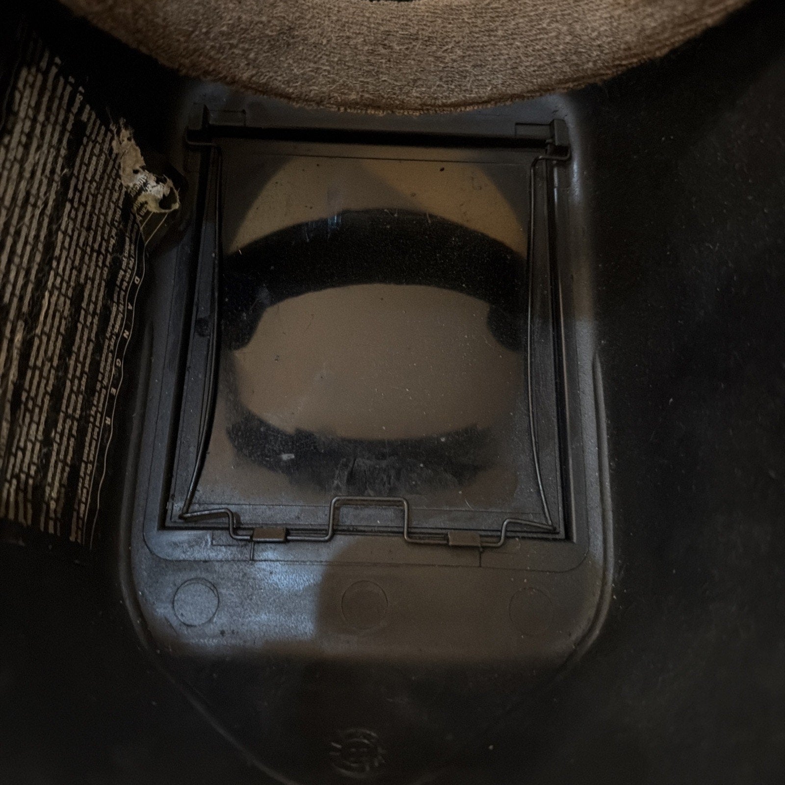 Close-up inside view of Jackson Safety HSL100 Glory Welding Helmet PRO-V showing protective lens and headgear adjustments