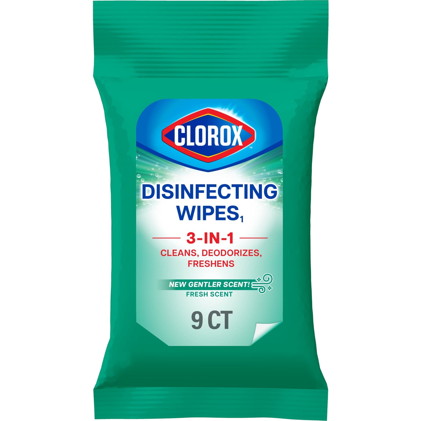 Clorox Disinfecting Wipes To Go, Bleach Free, Fresh Scent, 9 Count - official product image