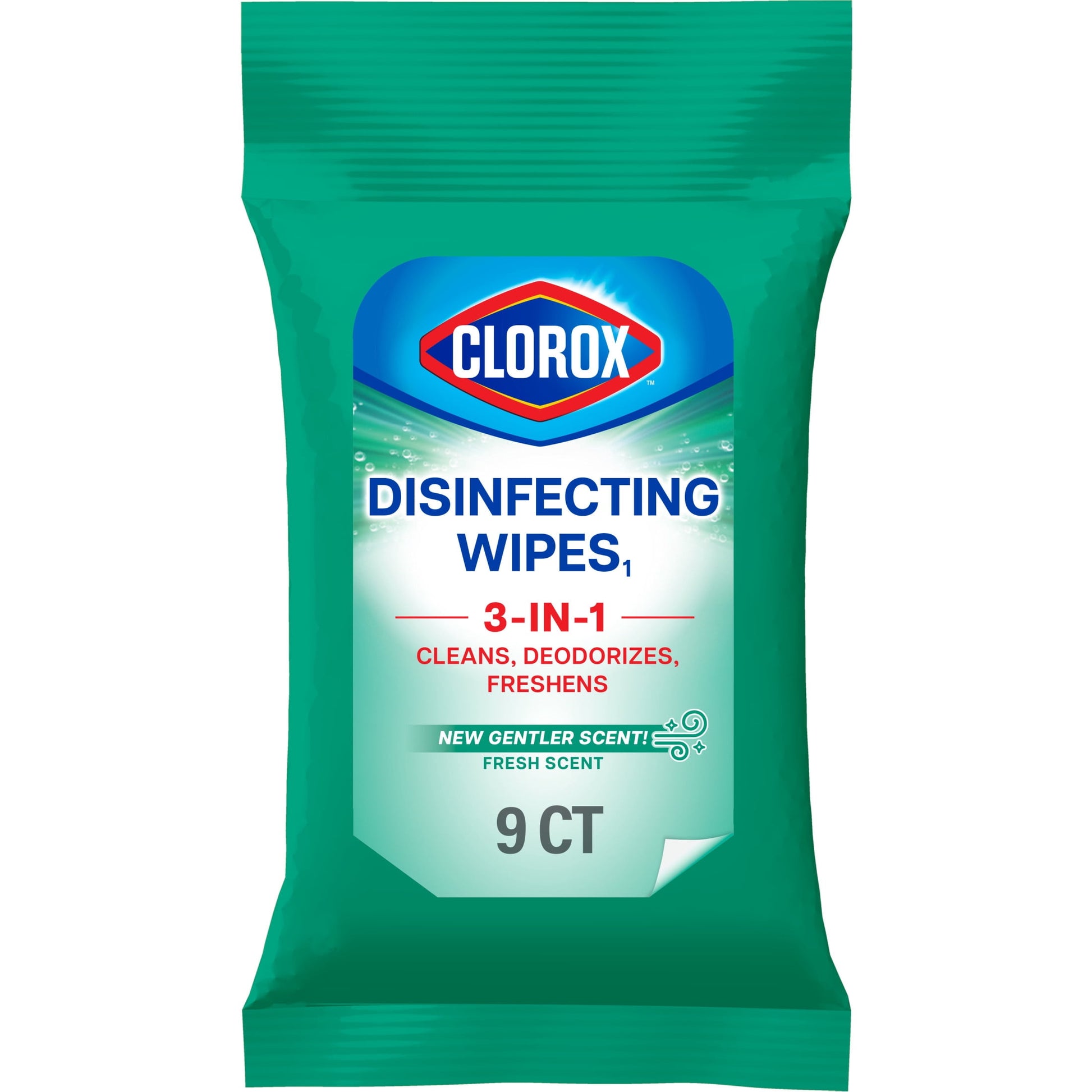 Clorox Disinfecting Wipes To Go, Bleach Free, Fresh Scent, 9 Count - official product image