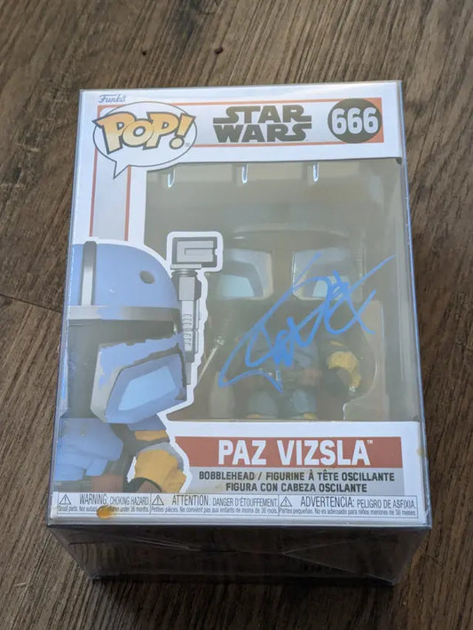 Tait Fletcher Autographed Paz Vizsla Funko Pop! #666 figure with coa /star wars 🔥