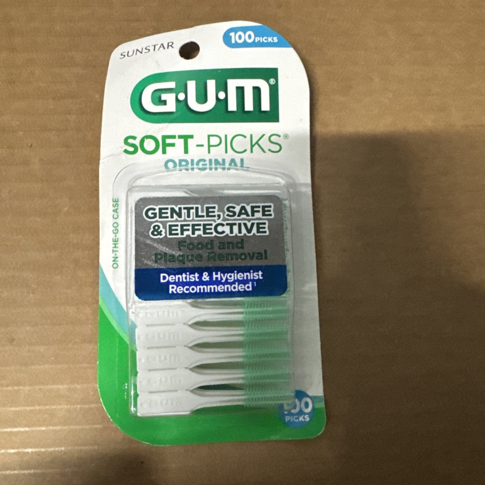 GUM Soft-Picks Original dental picks pack of 100 with on-the-go case for gentle and effective plaque removal