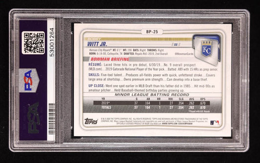 Bobby Witt Jr. Signed 2020 Bowman Prospects Paper #BP25 RC (PSA 7 | Autograph Graded 9) Rookie Card - Price Is Right Miami