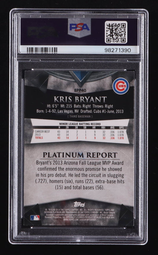 Kris Bryant Signed 2014 Bowman Platinum Prospects #BPP40 RC (PSA | Auto 10) Rookie Card - Price Is Right Miami
