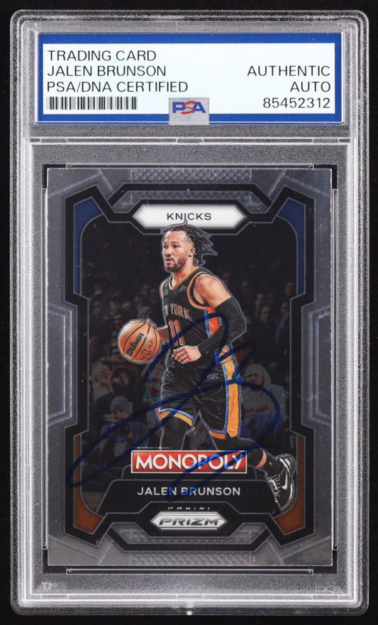 Jalen Brunson Signed 2023-24 Panini Prizm Monopoly Silver #59 (PSA Authentic) - Price Is Right Miami