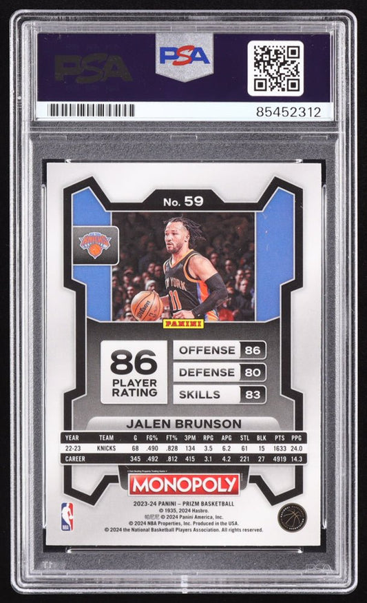Jalen Brunson Signed 2023-24 Panini Prizm Monopoly Silver #59 (PSA Authentic) - Price Is Right Miami