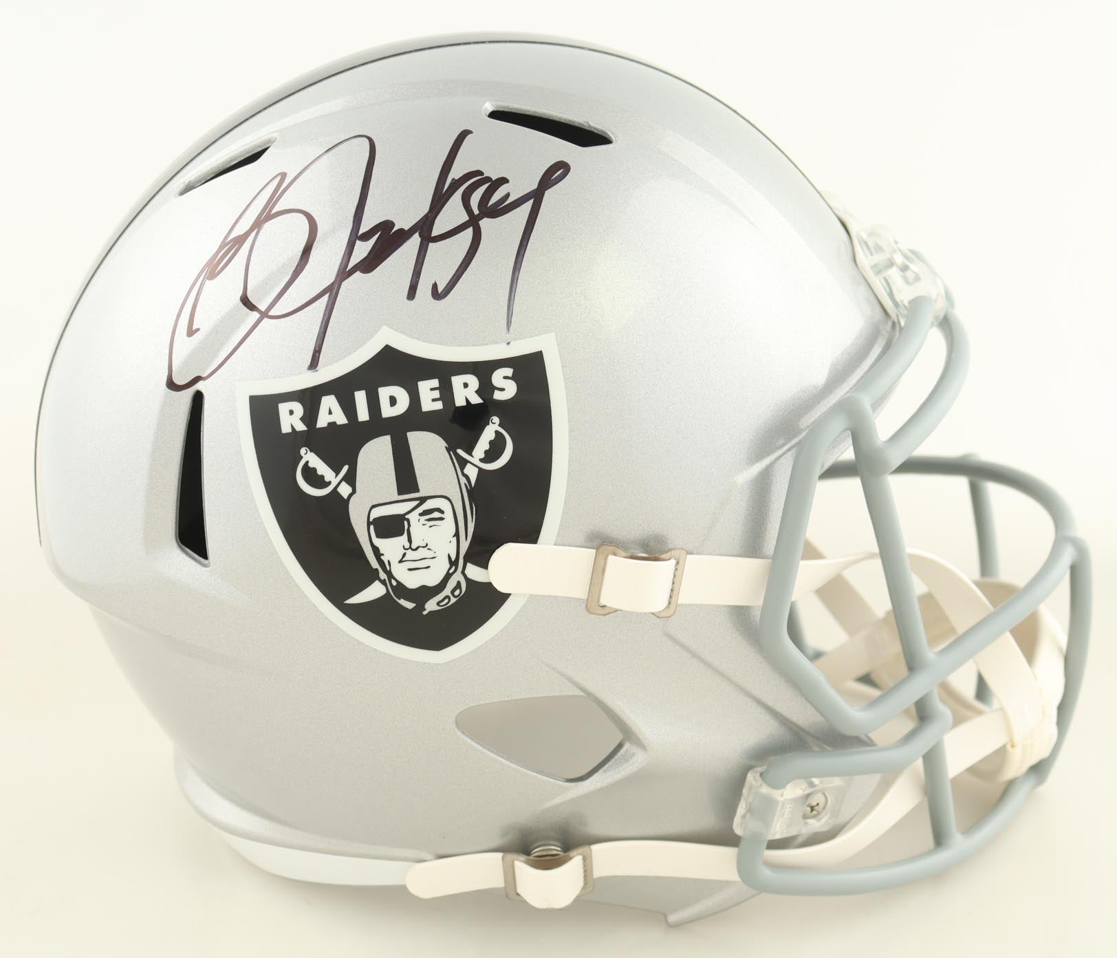 Las Vegas Raiders full-size Speed helmet signed by Bo Jackson with Beckett witnessed authentication sticker