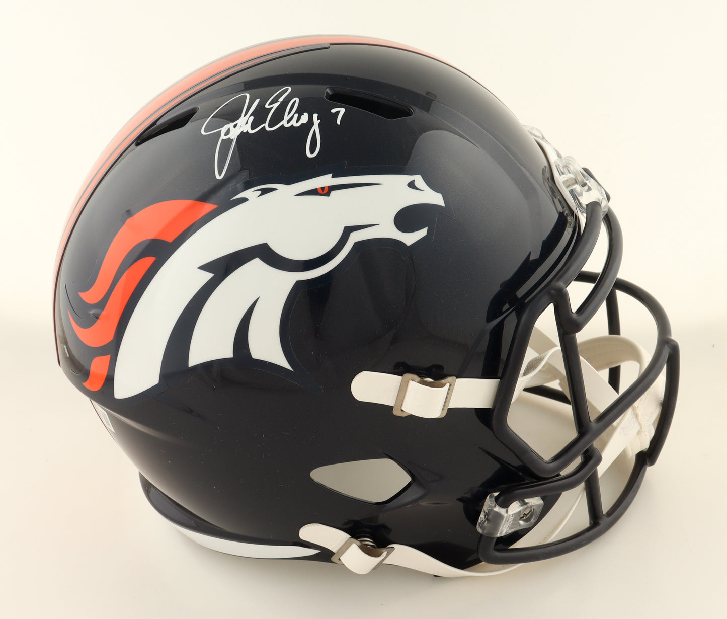 John Elway signed Denver Broncos full-size replica speed helmet with Beckett witnessed authentication hologram